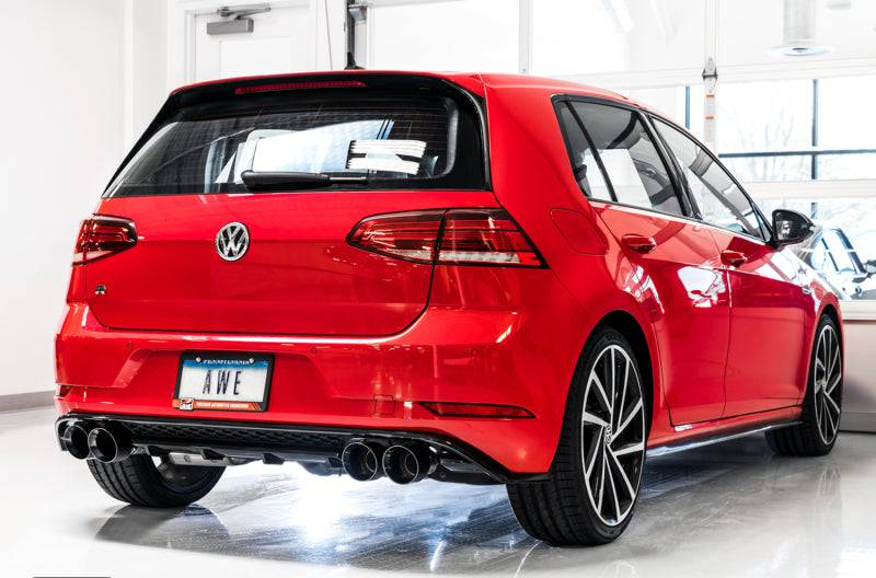 AWE Tuning MK7.5 Golf R SwitchPath Exhaust w/Diamond Black Tips 102mm - Striker Modified
