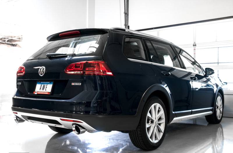 AWE Tuning VW MK7 Golf Alltrack/Sportwagen 4Motion Touring Edition Exhaust - Polished Silver Tips - Striker Modified