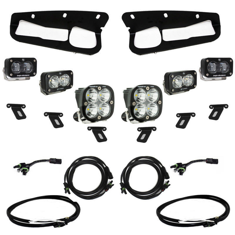 Baja Designs 21-22 Ford Bronco w/Steel Bumper S2 SAE Pro Fog Pocket Light Kit w/Upfitter - Clear - Striker Modified
