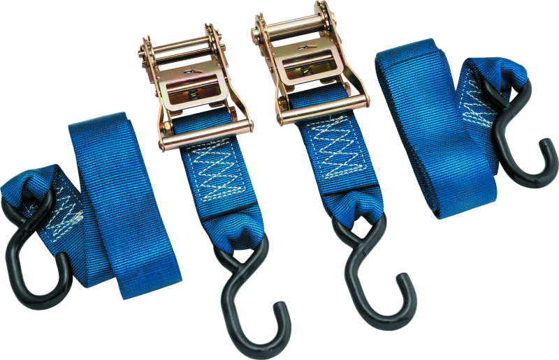 BikeMaster 2x84in Ratchet Tiedown Pair - Blue - Striker Modified