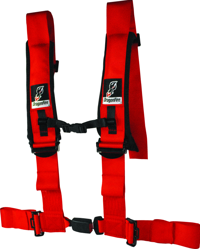 DragonFire Racing Harness- H-Style- 4-point- EZ-Adjust- 3in Buckle- Red - Striker Modified