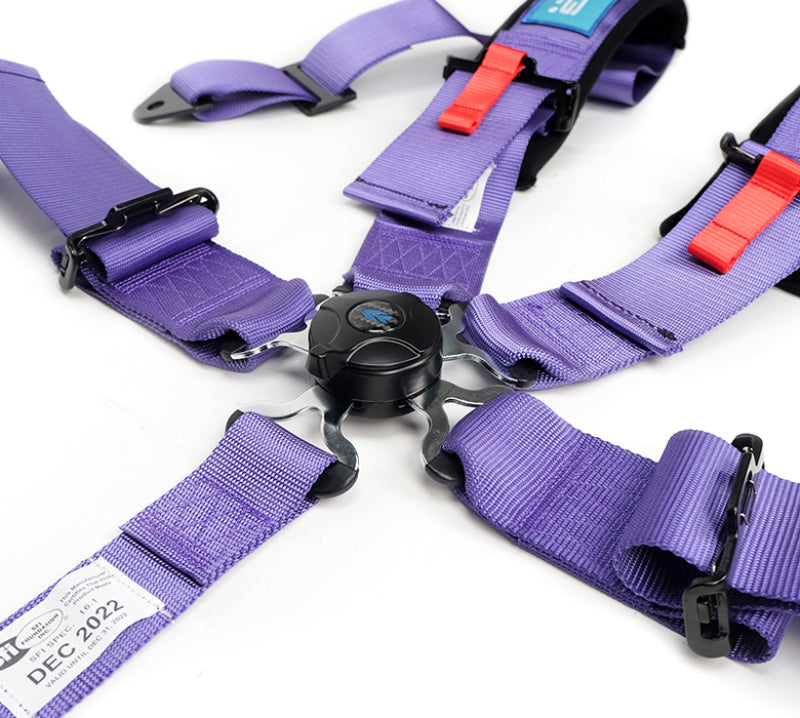NRG SFI 16.1 5Pt 3 Inch Seat Belt Harness with Pads / Cam Lock - Purple - Striker Modified