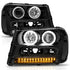 ANZO 2002-2009 Chevrolet Trailblazer Projector Headlights w/ Halo Black - Striker Modified
