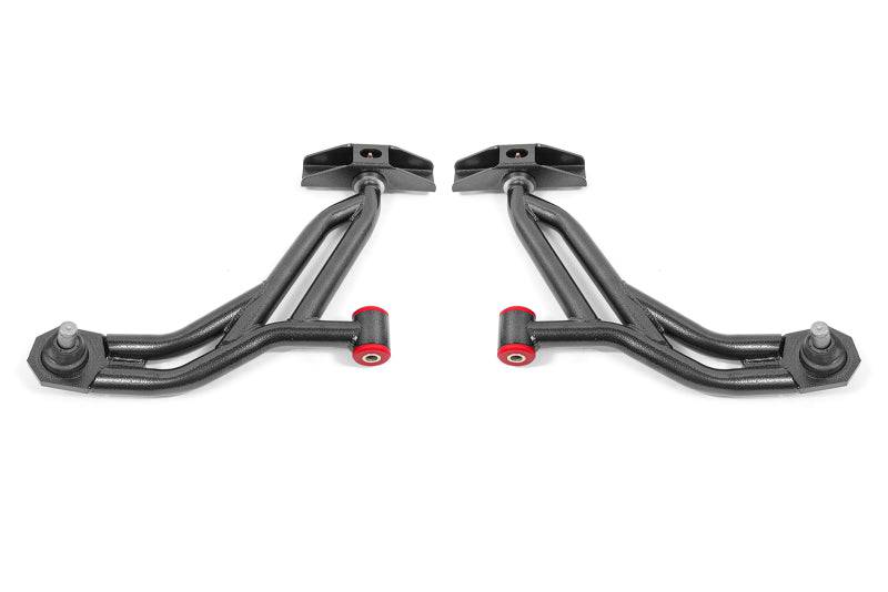 BMR 10-14 Ford Mustang Adj. Lower A-Arms Delrin/Rod End w/ 19mm STD. Ball Joint - Black Hammertone - Striker Modified