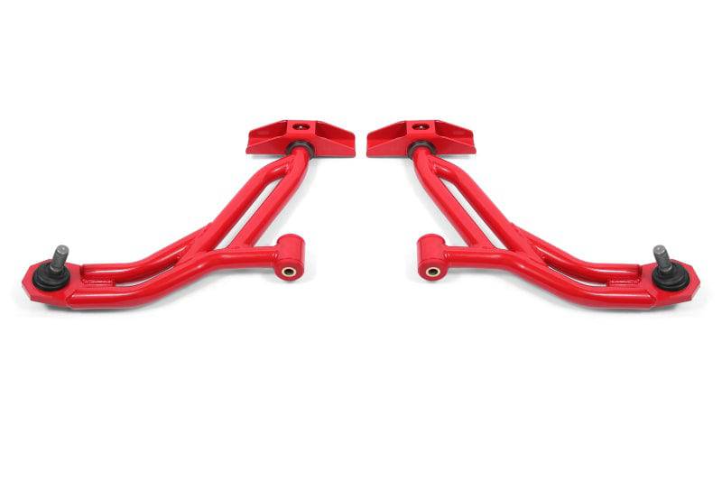 BMR 10-14 Ford Mustang / Shelby GT500 Non-Adj. Lower A-Arms (Poly/Delrin) - Red - Striker Modified