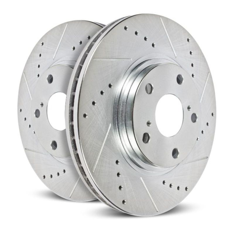 Power Stop 15-19 Ford Mustang Front Evolution Drilled & Slotted Rotors - Pair - Striker Modified