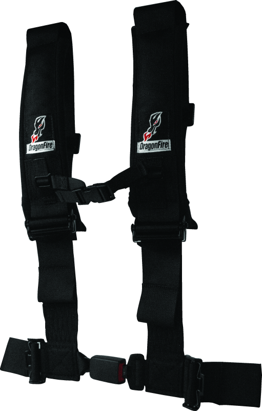 DragonFire Racing Harness H-Style- 4-Point- EZ-Adjust- 3in Buckle- Black - Striker Modified