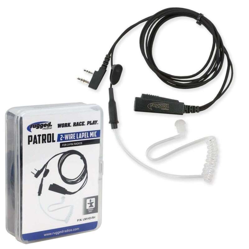 Rugged Radios Lapel Mic - 2 Wire with Acoustic Tube for Handheld Radios