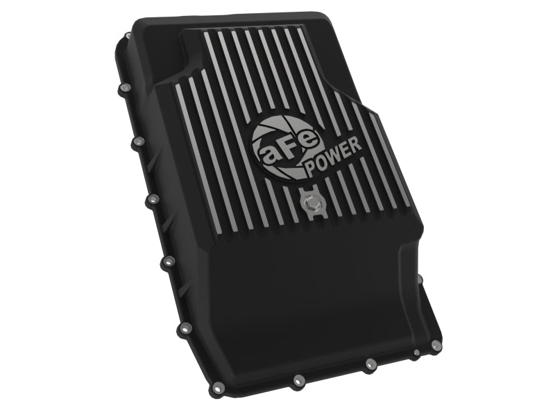 aFe 17-24 Ford F-150 10R60/10R80 Pro Series Rear Transmission Pan Black w/ Machined Fins - Striker Modified
