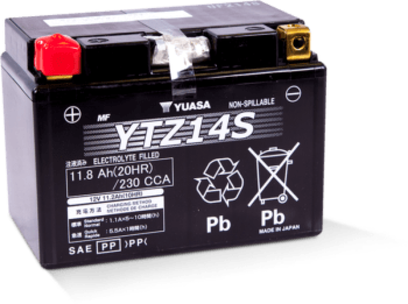 Yuasa YTZ14S Maintenance Free AGM 12 Volt Battery - Striker Modified