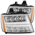 AlphaRex 07-13 Chevy Avalanche NOVA LED Proj Headlights Plank Style Design Chrome w/Activ Light/DRL - Striker Modified