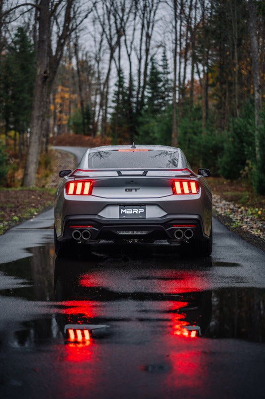 MBRP 2024+ Ford Mustang 5.0L Blk Alum. SS 3in Cat-Back Exhaust w/ Quad Blk Tips (Valve Delete) - Striker Modified