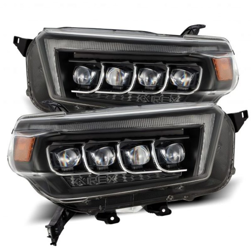 AlphaRex 10-13 Toyota 4Runner NOVA LED Projector Headlights Plank Style Black w/Seq Signal/DRL - Striker Modified