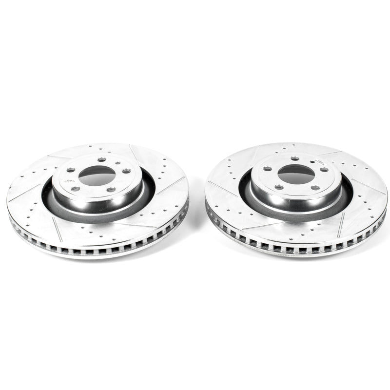 Power Stop 15-19 Ford Mustang Front Evolution Drilled & Slotted Rotors - Pair - Striker Modified