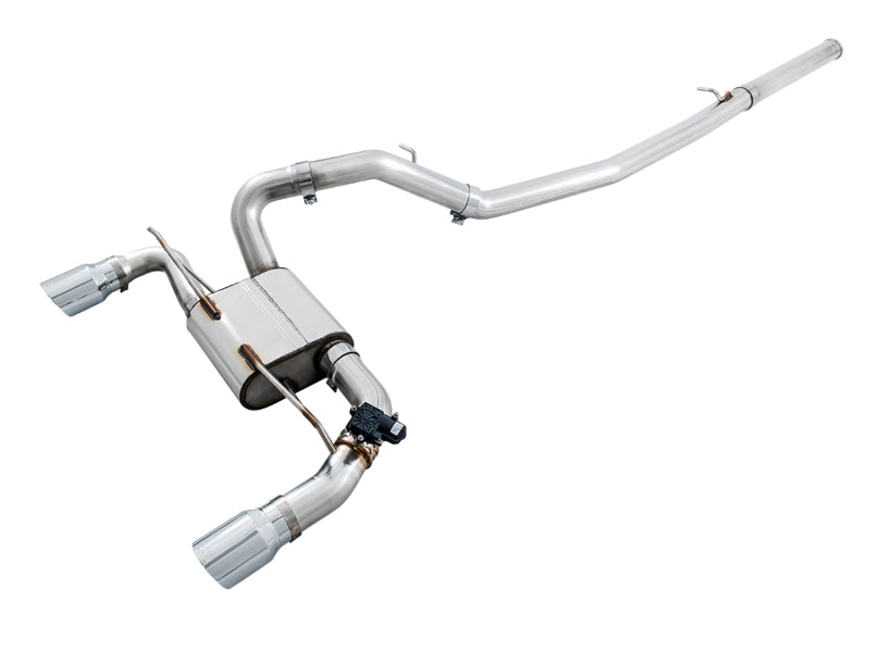 AWE Tuning Ford Focus RS SwitchPath Cat-back Exhaust - Chrome Silver Tips - Striker Modified