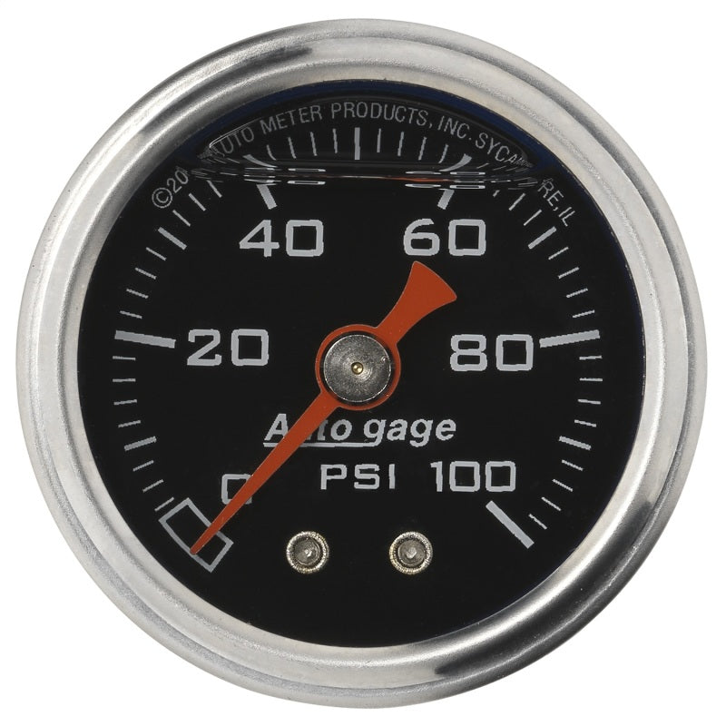 Autometer AutoGage 1.5in Liquid Filled Mechanical 0-100 PSI Fuel Pressure Gauge - Striker Modified