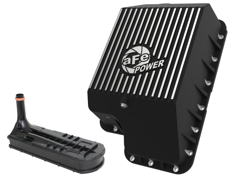 afe Transmission Pan (Black); Ford Diesel Trucks 03-10 V8-6.0/6.4L (td) - Striker Modified
