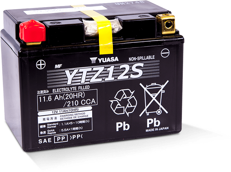 Yuasa YTZ12S Maintenance Free AGM 12 Volt Battery - Striker Modified