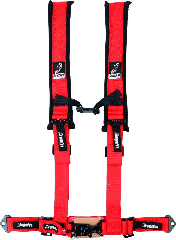 DragonFire Racing Harness- H-Style- 4-Point- 2in Buckle- Red - Striker Modified