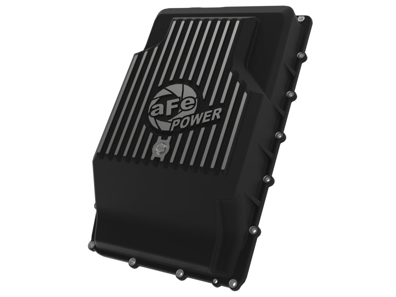 aFe 17-24 Ford F-150 10R60/10R80 Pro Series Rear Transmission Pan Black w/ Machined Fins - Striker Modified