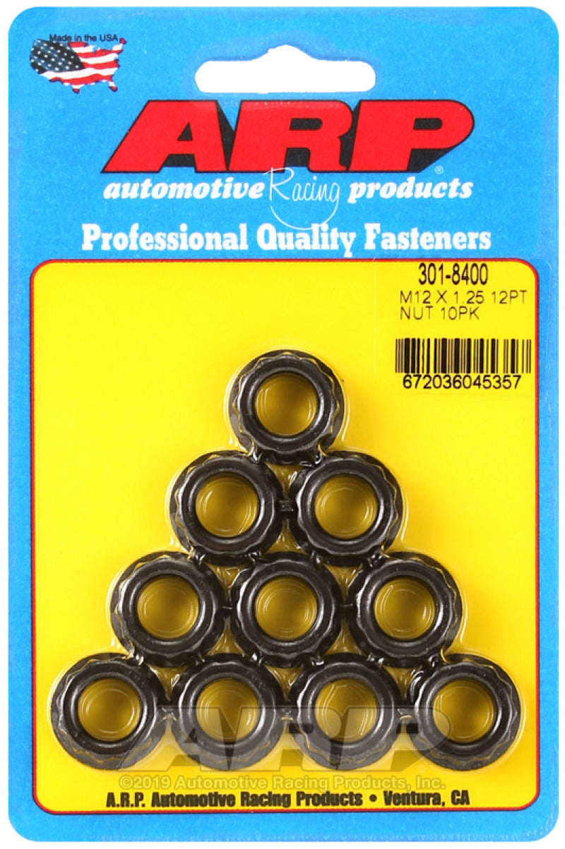 ARP 12mm x 1.25 16mm Socket 12pt Nut Kit (10 pack) - Striker Modified