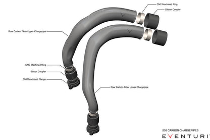 Eventuri BMW F8X M2C M3 M4 S55 Black Carbon Charge Pipe Set - Matte
