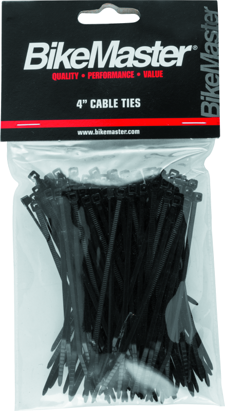 BikeMaster 4in Cable Ties (Pack of 100) - Black - Striker Modified