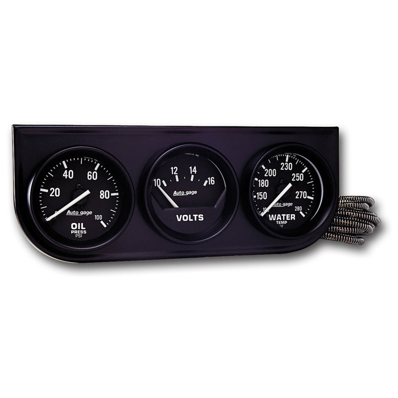 Autometer AutoGage 3-Gauge Console 52.4mm Mech 0-100 PSI Oil Press/ 10-16 V / 130-280 Deg Water Temp - Striker Modified