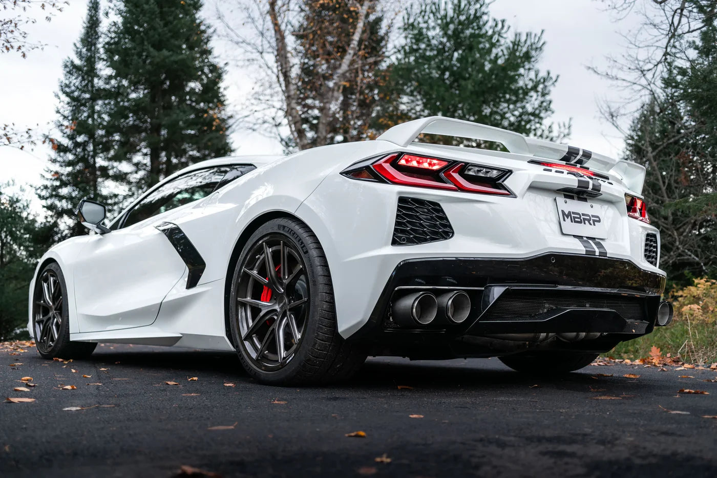 MBRP 20-25 Chevrolet Corvette C8 3in Cat Back Quad Split Rear Exit w/ Carbon Fiber Tips