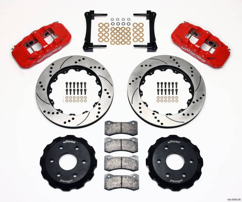 Wilwood AERO6 Front Truck Kit 14.25in Drill Red 1999-2014 GM Truck/SUV 1500 - Striker Modified
