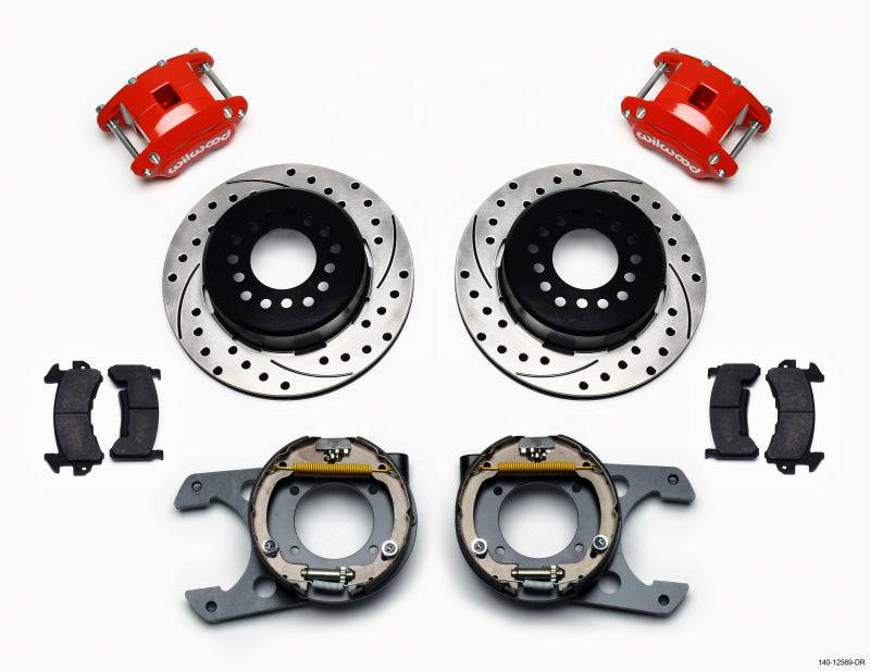 Wilwood D154 P/S P-B Kit Drilled-Red Chevy C-10 2.42 Offset 5-lug - Striker Modified
