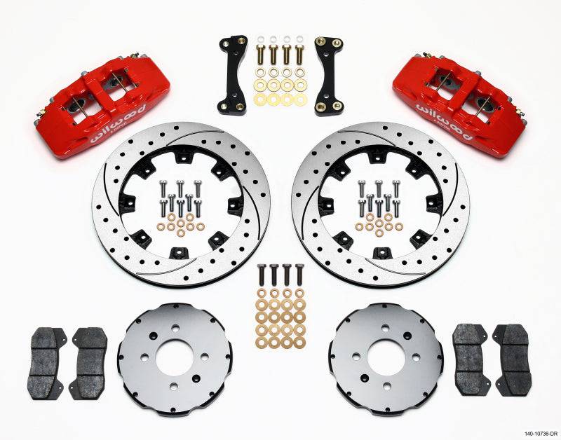 Wilwood Dynapro 6 Front Hat Kit 12.19in Drilled Red 90-99 Civic w/240 mm Disc - Striker Modified
