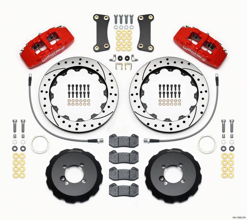 Wilwood Dynapro 6 Front Hat Kit 12.88in Drilled Red 2002-Up Mini Cooper w/ Lines - Striker Modified