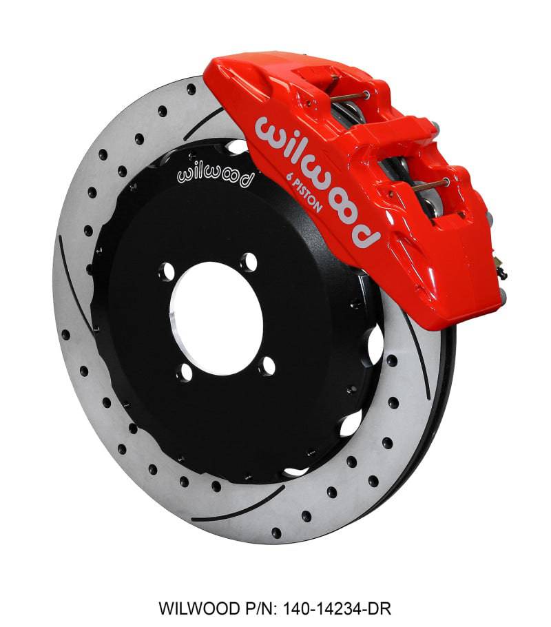 Wilwood Dynapro 6 Front Hat Kit 12.88in Drilled Red 2016-Up Mazda MX5 Miata w/ Lines - Striker Modified
