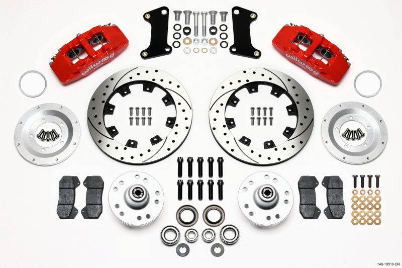 Wilwood Dynapro 6 Front Hub Kit 12.19in Drilled Red 67-69 Camaro (*Line Kit Needed*) - Striker Modified