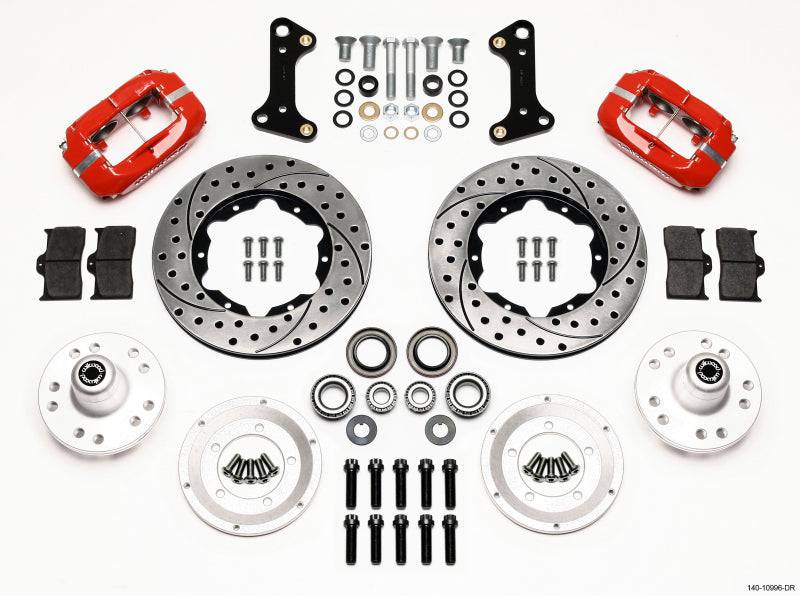 Wilwood Forged Dynalite Front Kit 11.00in Drill-Red 67-69 Camaro 64-72 Nova Chevelle - Striker Modified