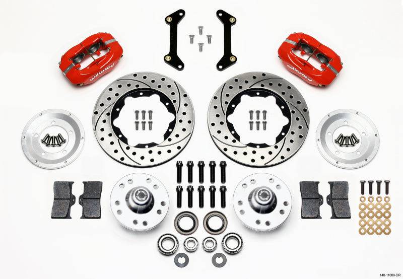 Wilwood Forged Dynalite Front Kit 11.00in Drilled Red 79-87 GM G Body - Striker Modified