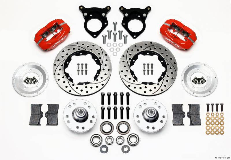 Wilwood Forged Dynalite Front Kit 11.00in Drilled Red 87-93 Mustang 5 Lug - Striker Modified