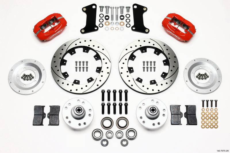 Wilwood Forged Dynalite Front Kit 12.19in Drilled Red 67-69 Camaro 64-72 Nova Chevelle - Striker Modified