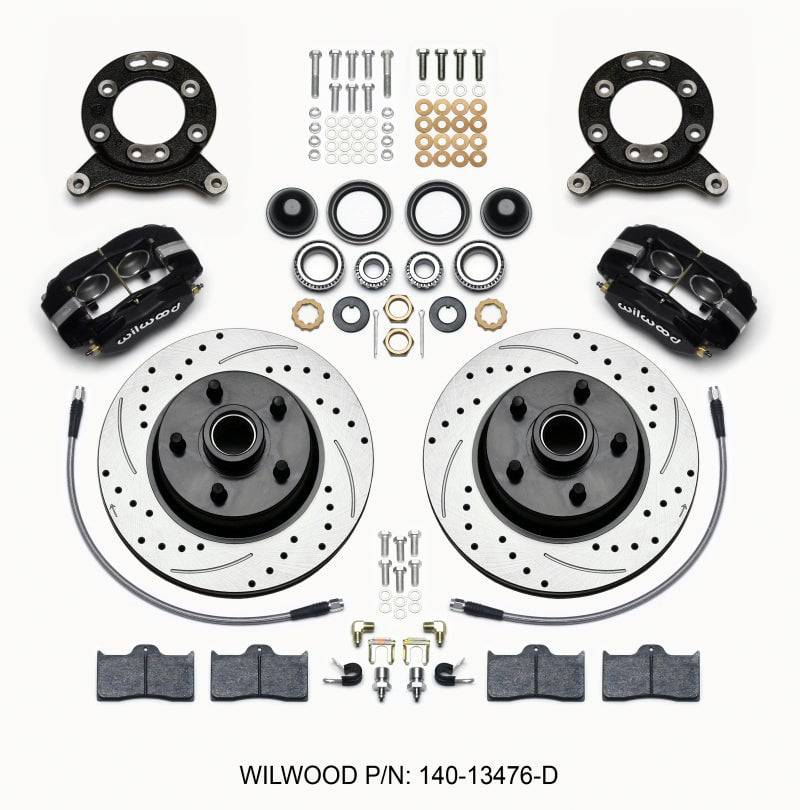Wilwood Forged Dynalite-M Front Kit 11.30in 1 PC Rotor&Hub-Drill 65-69 Mustang Disc & Drum Spindle - Striker Modified