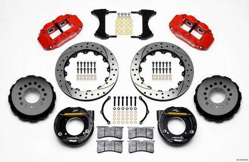 Wilwood Narrow Superlite 4R Rear P-Brk Kit 12.88in Drilled Red Chevy C-10 2.42 Offset 5-lug - Striker Modified