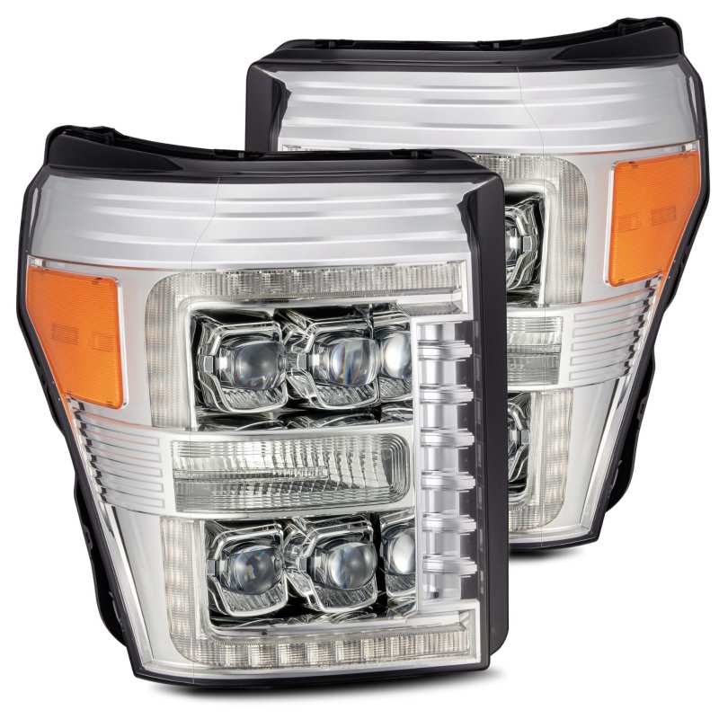 AlphaRex 11-16 Ford F-350 SD NOVA LED Proj Headlights Plank Style Chrm w/Activ Light/Seq Signal - Striker Modified