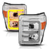 ANZO 11-16 Ford F-250/F-350/F-450 Projector Headlights w/ Plank Style Switchback Chrome w/Amber - Striker Modified