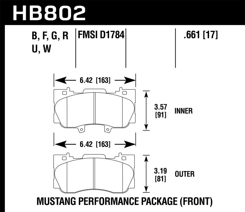 Hawk 15-17 Ford Mustang Performance Pkg (NON GT) HPS Front Brake Pads - Striker Modified