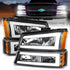ANZO 2003-2006 Chevrolet Silverado 1500 Crystal Headlights w/ Light Bar Black Housing - Striker Modified