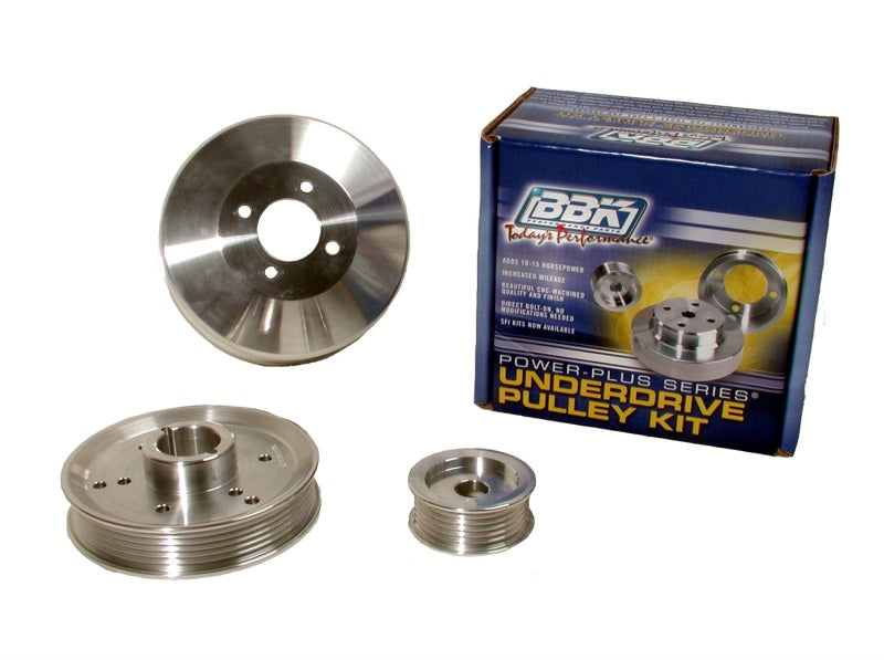 BBK 96-01 Mustang 4.6 GT Cobra Underdrive Pulley Kit - Lightweight CNC Billet Aluminum (3pc) - Striker Modified