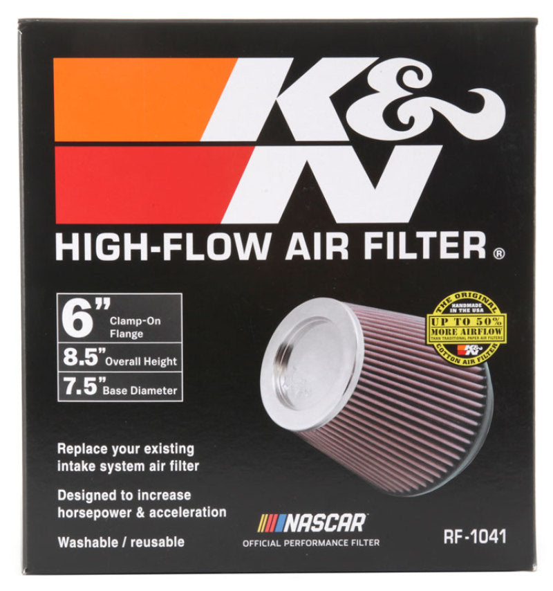 K&N Round Tapered Universal Air Filter 6 inch Flange 7 1/2 inch Base 5 inch Top 7 1/2 inch Height - Striker Modified