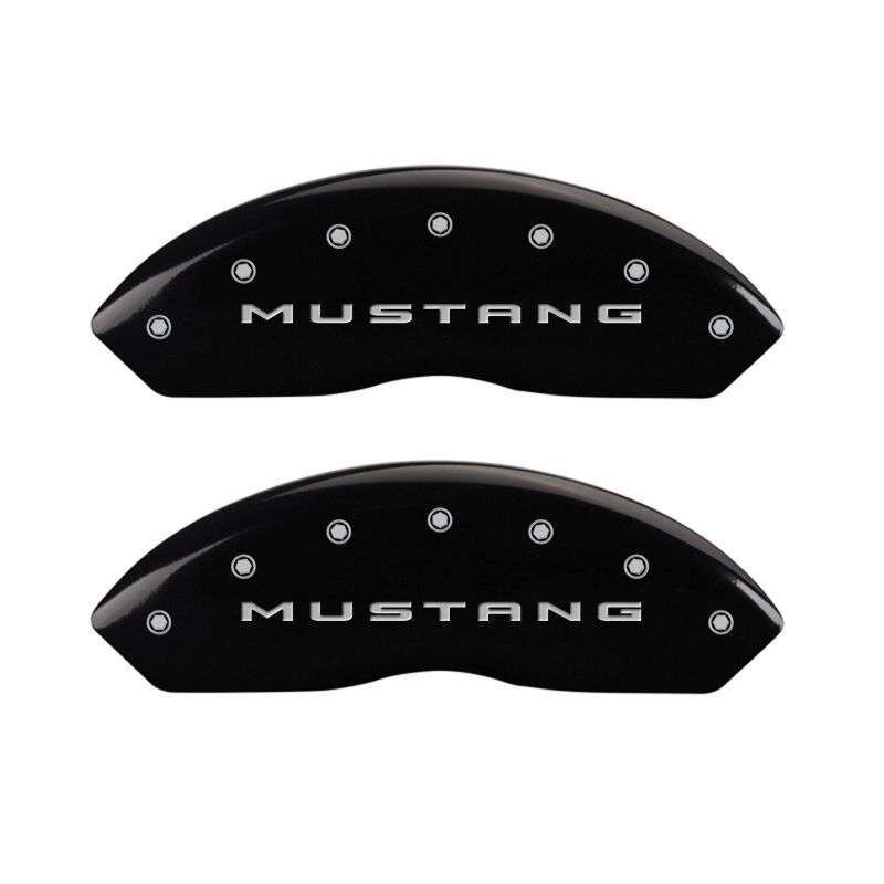 MGP 4 Caliper Covers Engraved Front 2015/Mustang Engraved Rear 2015/Bar & Pony Black finish slvr ch - Striker Modified