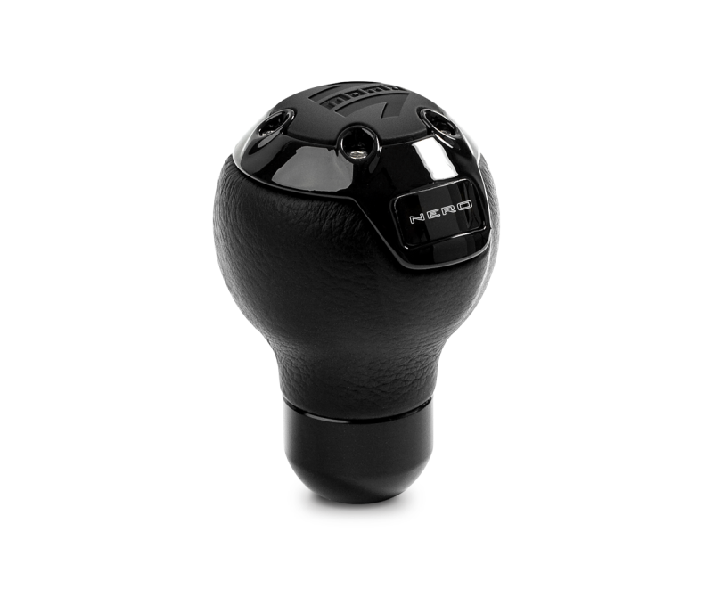 Momo Nero Shift Knob - Tall Black Leather, Black Chrome Insert - Striker Modified