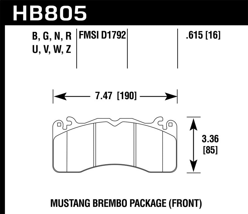 Hawk 15-17 Ford Mustang Brembo Package DTC-70 Front Brake Pads - Striker Modified